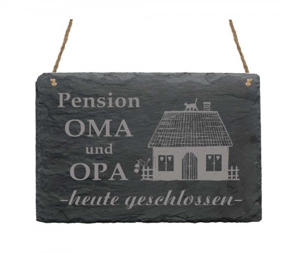 Schiefertafel « Pension Oma und Opa »