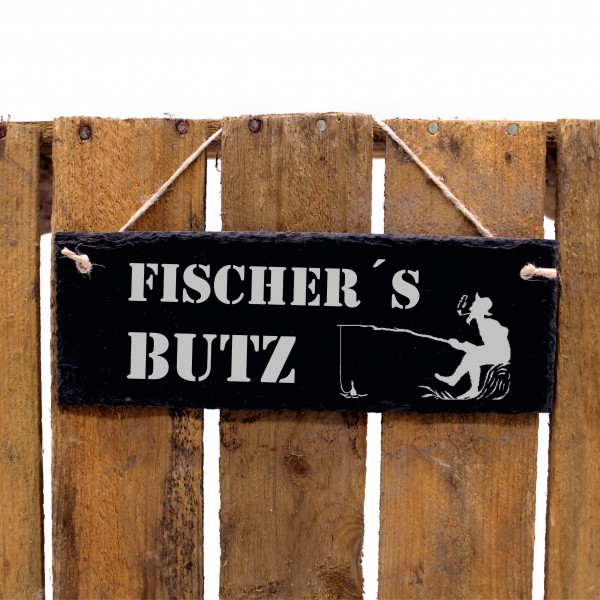 Schiefertafel Fischer's Butz - Türschild 22 x 8 cm