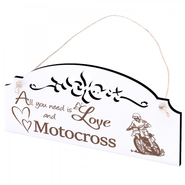 Schild Motocross Deko 20x10cm - All you need is Love and Motocross - Holz