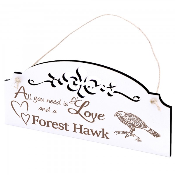 Schild Waldfalke Deko 20x10cm - All you need is Love and a Forest Hawk - Holz