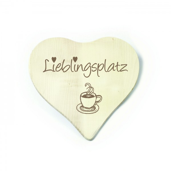 Herz Frühstücksbrettchen Lieblingsplatz Kaffeetasse - 23 x 23 cm