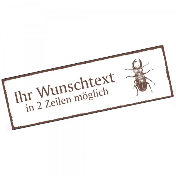 Türschild Hirschkäfer Namensschild personalisiert mit Gravur - 150mm x 50mm - selbstklebend