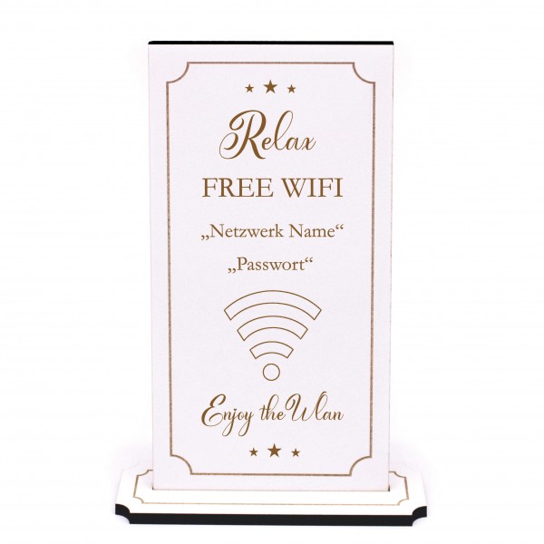Aufsteller Free Wifi - Gratis Wlan - Tischaufsteller inkl. Wunschtext Internetzugang Wlan 10 x 20 cm