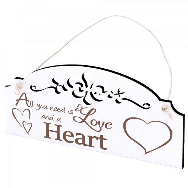Schild Herz Deko 20x10cm - All you need is Love and a Heart - Holz
