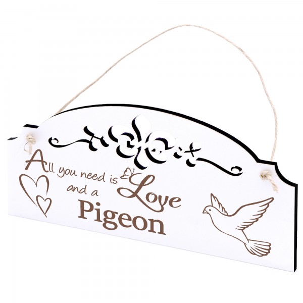 Schild fliegende Taube Deko 20x10cm - All you need is Love and a Pigeon - Holz
