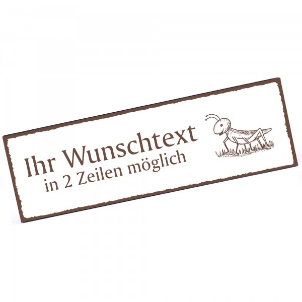 Türschild niedlicher Grashüpfer Namensschild personalisiert mit Gravur - 150mm x 50mm - selbstklebe