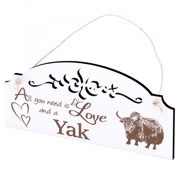 Schild Yak Deko 20x10cm - All you need is Love and a Yak - Holz