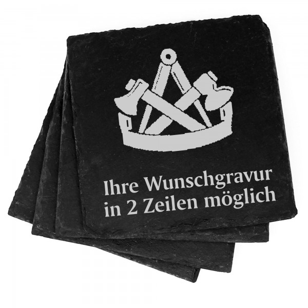 4x Zimmerer Zimmermann Deko Schiefer Untersetzer Wunschgravur Set - 11 x 11 cm