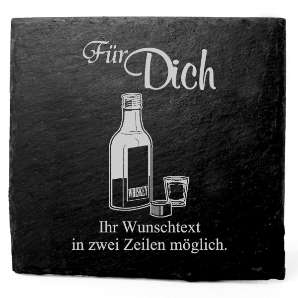 Deko Schiefer Untersetzer personalisiert Schnapsflasche - Für Dich - 11x11cm
