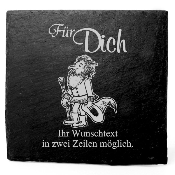 Deko Schiefer Untersetzer personalisiert Zwerg - Für Dich - 11x11cm
