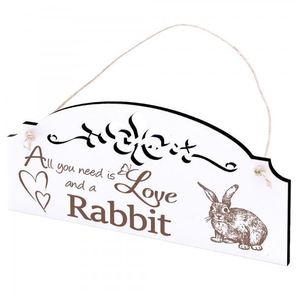 Schild Kaninchen Deko 20x10cm - All you need is Love and a Rabbit - Holz