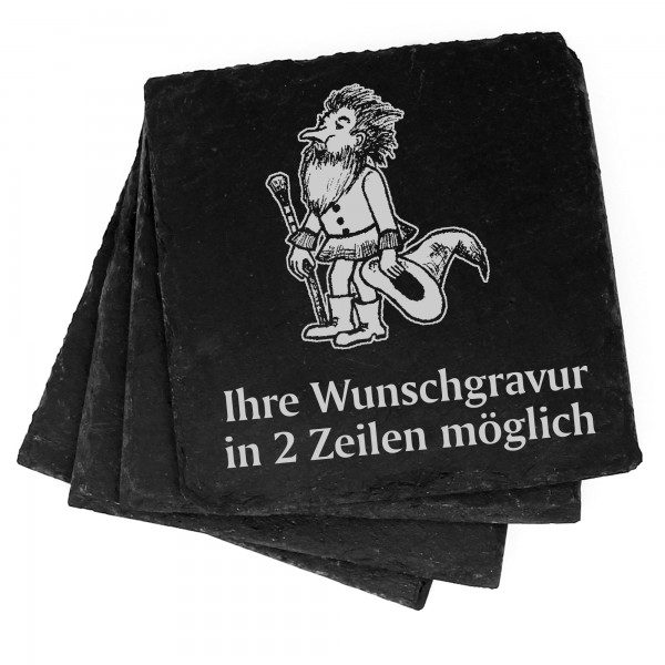 4x Zwerg Deko Schiefer Untersetzer Wunschgravur Set - 11 x 11 cm