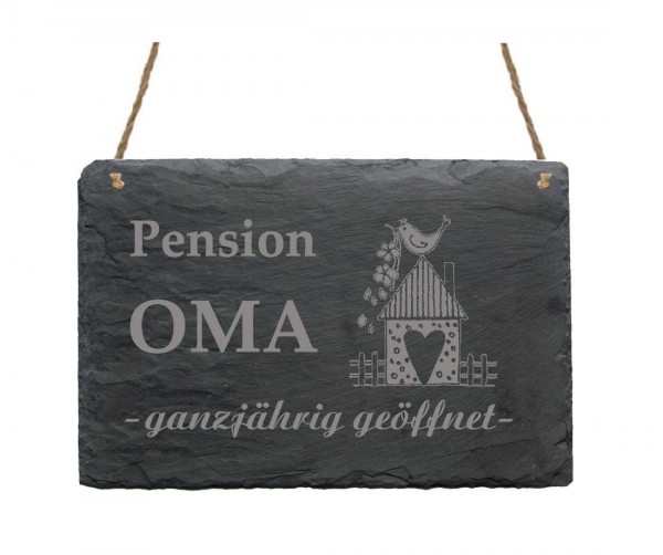 Schiefertafel « Pension Oma »