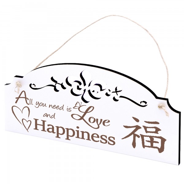 Schild Glück Deko 20x10cm - All you need is Love and Happiness - Holz