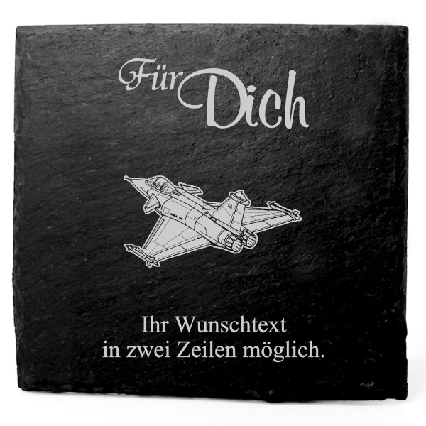 Deko Schiefer Untersetzer personalisiert Düsenjet - Für Dich - 11x11cm