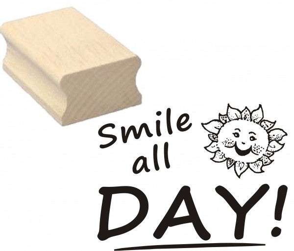Stempel « SMILE ALL DAY » Motivstempel Sonne 50 x 40 mm