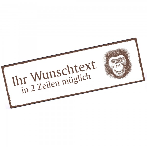 Türschild Affe Schimpanse Kopf Namensschild personalisiert mit Gravur - 150mm x 50mm - selbstkleben