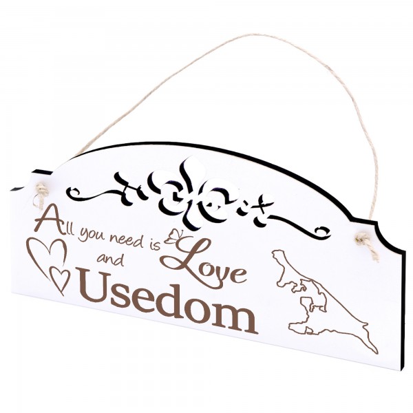 Schild Insel Usedom Deko 20x10cm - All you need is Love and Usedom - Holz
