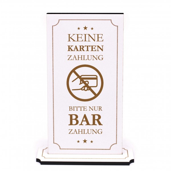 Aufsteller Kasse Bar Bezahlen - Keine Kartenzahlung - Infoaufsteller Schild Bargeld 10 x 20 cm