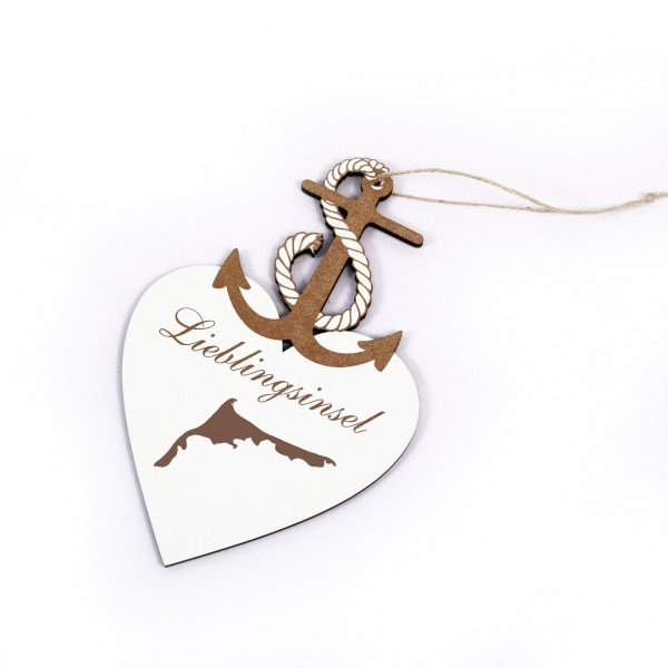 Maritimes Schild « Lieblingsinsel DARß » Herz Anker