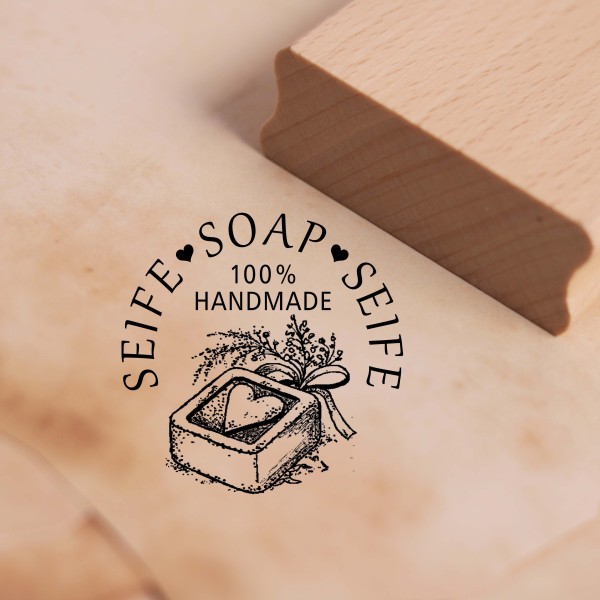 Motivstempel Seife Soap Seife 100% handmade - Stempel Holzstempel 38 x 38 mm