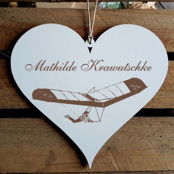 Herz Schild « Paragliding » mit Namen - Türschild zum Anhängen