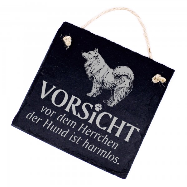 Hundeschild Spitz Schild aus Schiefer - Vorsicht vor dem Herrchen - 11cm x 11cm