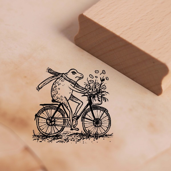 Motivstempel Frosch auf Fahrrad Stempel 38 x 36 mm
