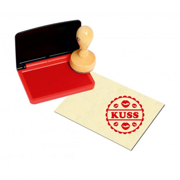Stempel Kuss - Kussmund - inkl. Stempelkissen rot