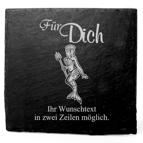 Deko Schiefer Untersetzer personalisiert Meerjungfrau - Für Dich - 11x11cm