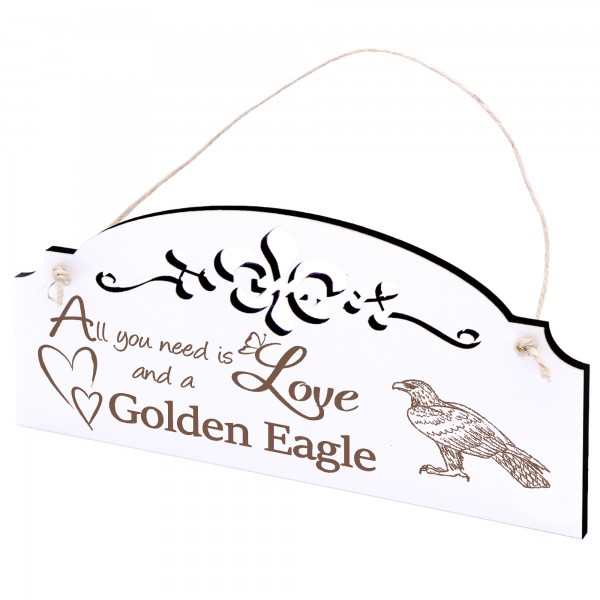 Schild Steinadler Deko 20x10cm - All you need is Love and a Golden Eagle - Holz