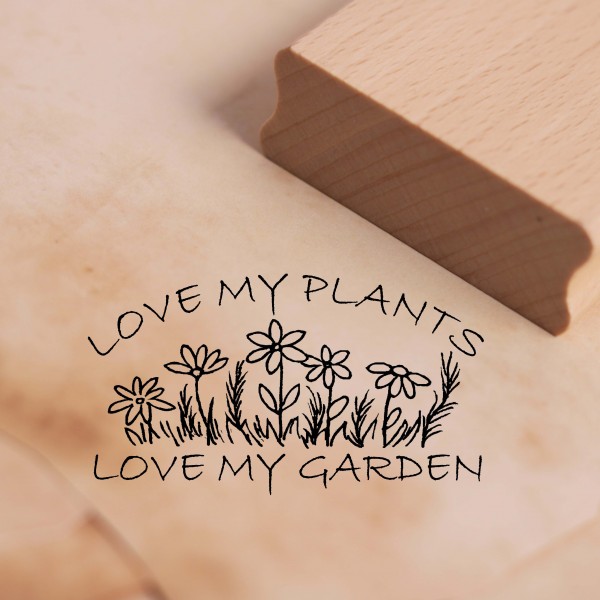 Motivstempel Love my Plants, love my Garden Stempel Garten Blumen 68 x 38 mm