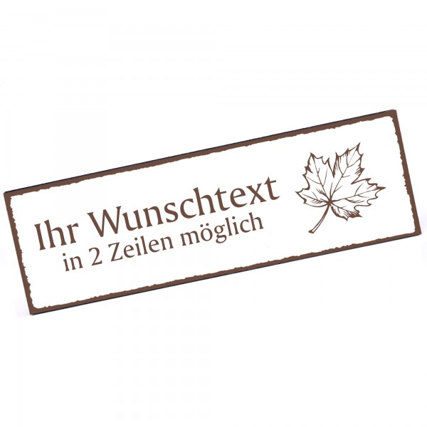 Türschild Eichenblatt Namensschild personalisiert mit Gravur - 150mm x 50mm - selbstklebend