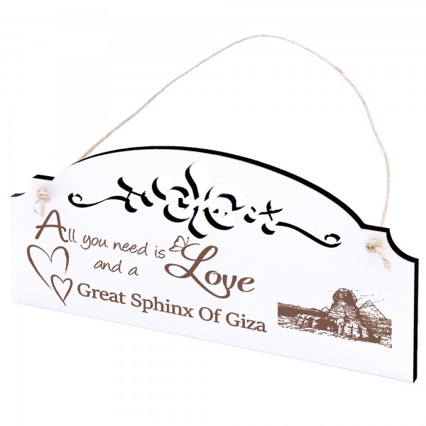 Schild Große Sphinx von Gizeh Deko 20x10cm - All you need is Love and a Great Sphinx Of Giza - Holz