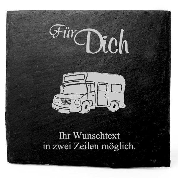 Deko Schiefer Untersetzer personalisiert Wohnmobil - Für Dich - 11x11cm