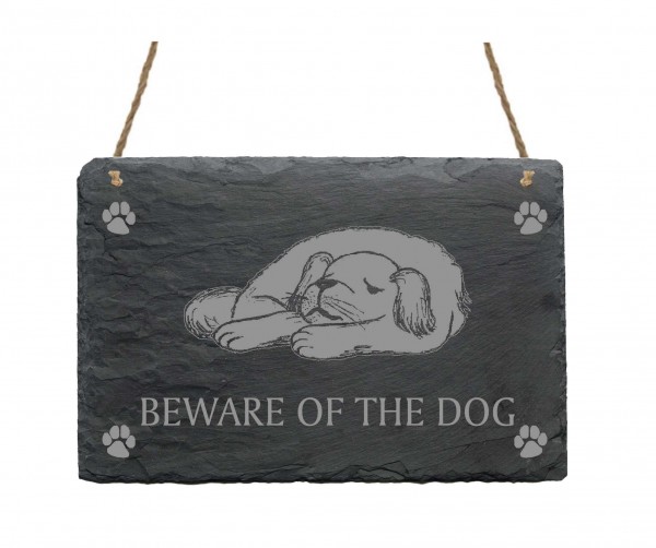 Schiefertafel « Beware of the dog » Hund