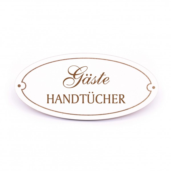 Türschild Gäste Handtücher - Schild oval Gästehandtücher Gast Holzschild Gravur selbstklebend 15 x 7