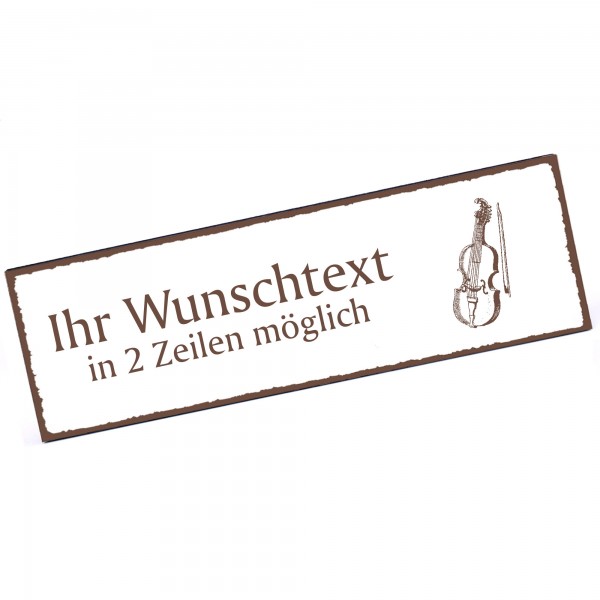 Türschild Geige Namensschild personalisiert mit Gravur - 150mm x 50mm - selbstklebend