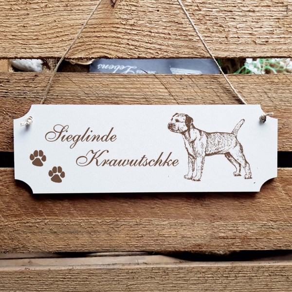 Schild « Border Terrier » Namensschild Türschild zum Anhängen - 20 x 6,7 cm