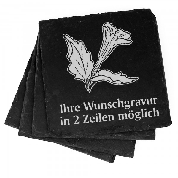 4x Stechapfel Deko Schiefer Untersetzer Wunschgravur Set - 11 x 11 cm