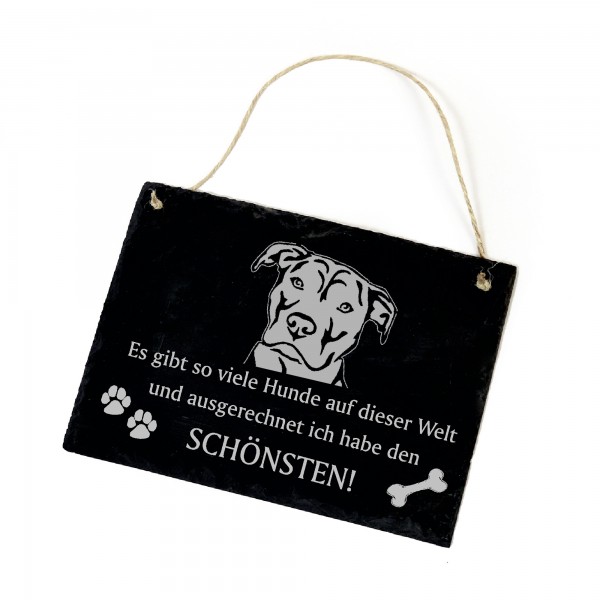 Hundeschild American Stafford Terrier Schild aus Schiefer - Ich habe den schönsten - 22cm x 16cm