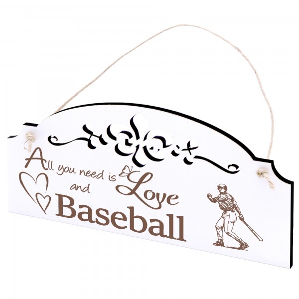 Schild Baseball Deko 20x10cm - All you need is Love and Baseball - Holz