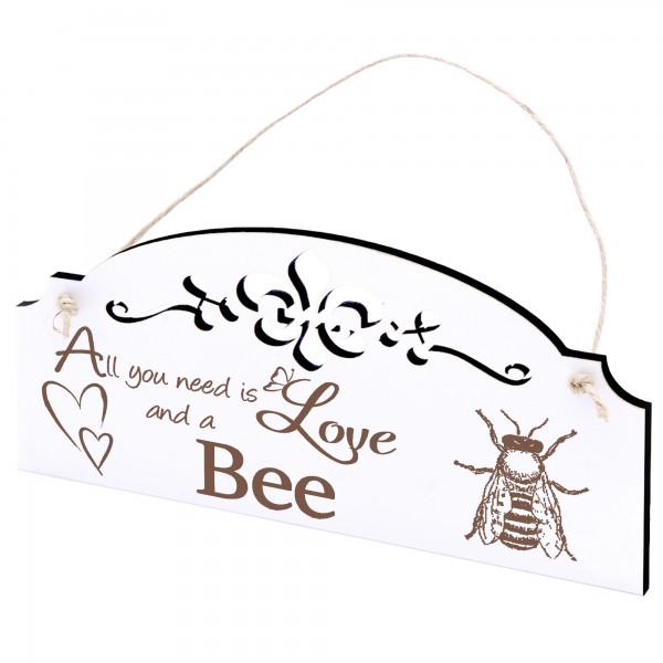 Schild Biene Deko 20x10cm - All you need is Love and a Bee - Holz