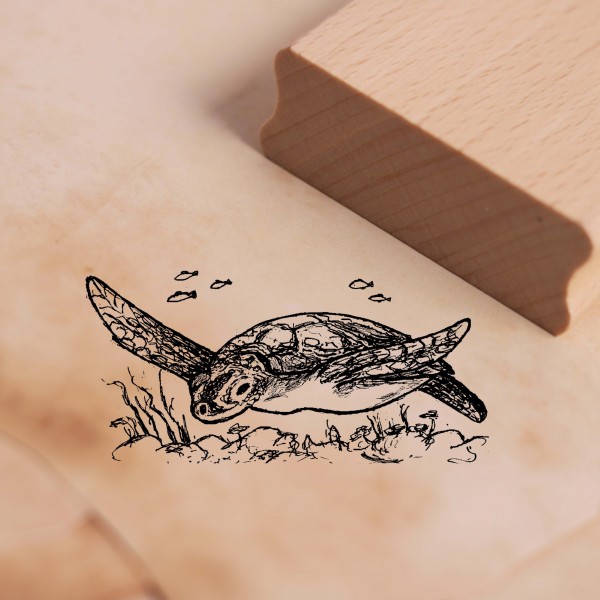 Motivstempel Schwimmende Wasserschildkröte - Stempel 58 x 28 mm