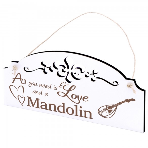 Schild Mandoline Deko 20x10cm - All you need is Love and a Mandolin - Holz