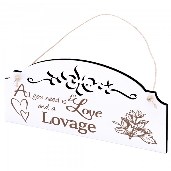 Schild Liebstöckel Deko 20x10cm - All you need is Love and a Lovage - Holz