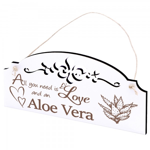 Schild Aloe Vera Deko 20x10cm - All you need is Love and an Aloe Vera - Holz