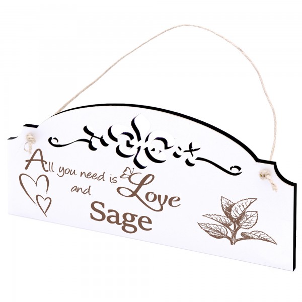 Schild Salbei Deko 20x10cm - All you need is Love and Sage - Holz