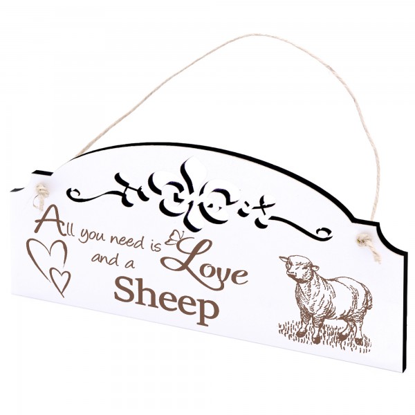 Schild Schaf Deko 20x10cm - All you need is Love and a Sheep - Holz