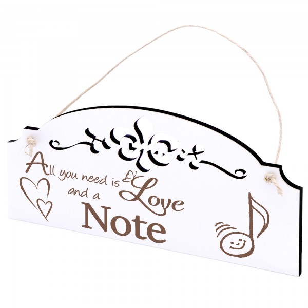 Schild Note Deko 20x10cm - All you need is Love and a Note - Holz
